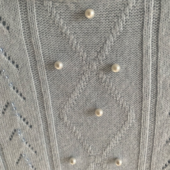 Baby Blue Sweater. Pearl accents. Size M - Picture 2 of 5